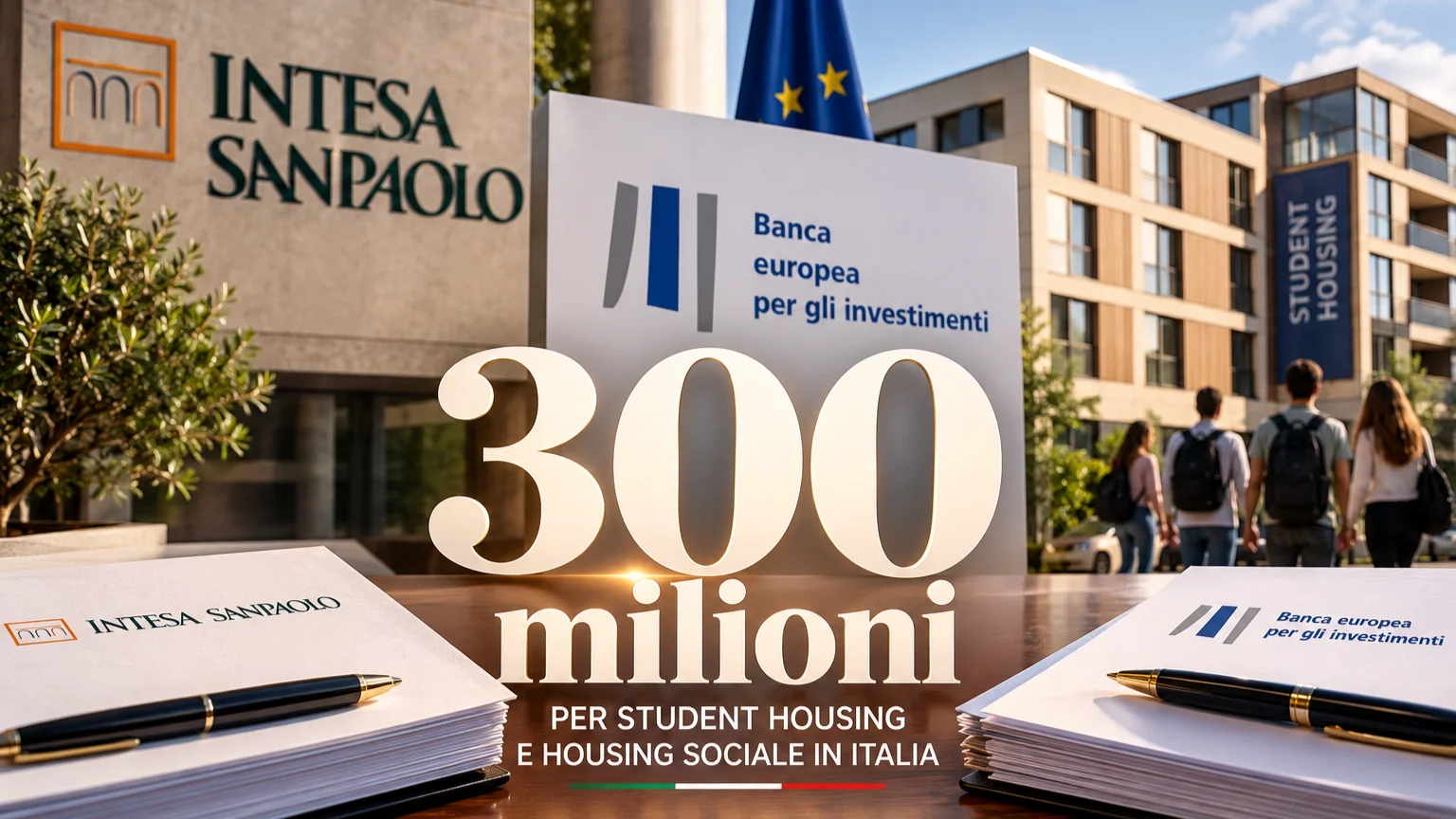 Intesa Sanpaolo e BEI: accordo da 300 milioni per studentati e housing sociale